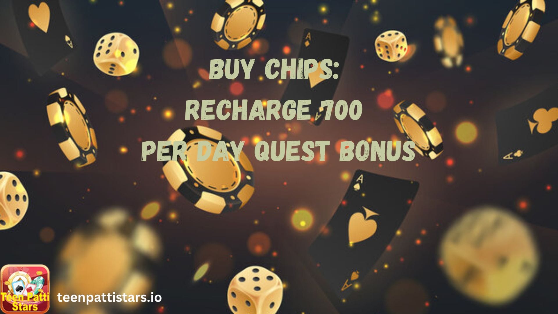 an image of casino chips with cards and dice for 700 recharge per day quest bonus