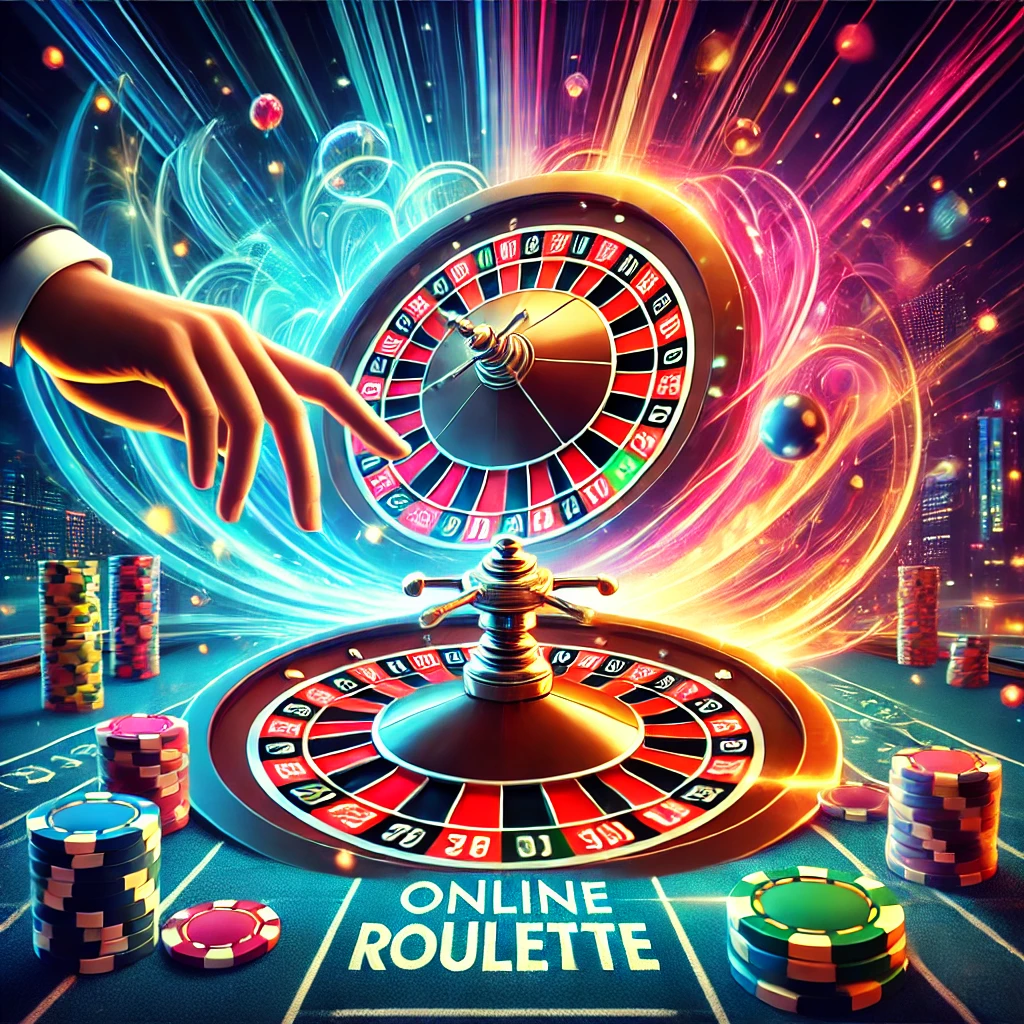 Close-up of a roulette casino online wheel with the ball about to land on a number.